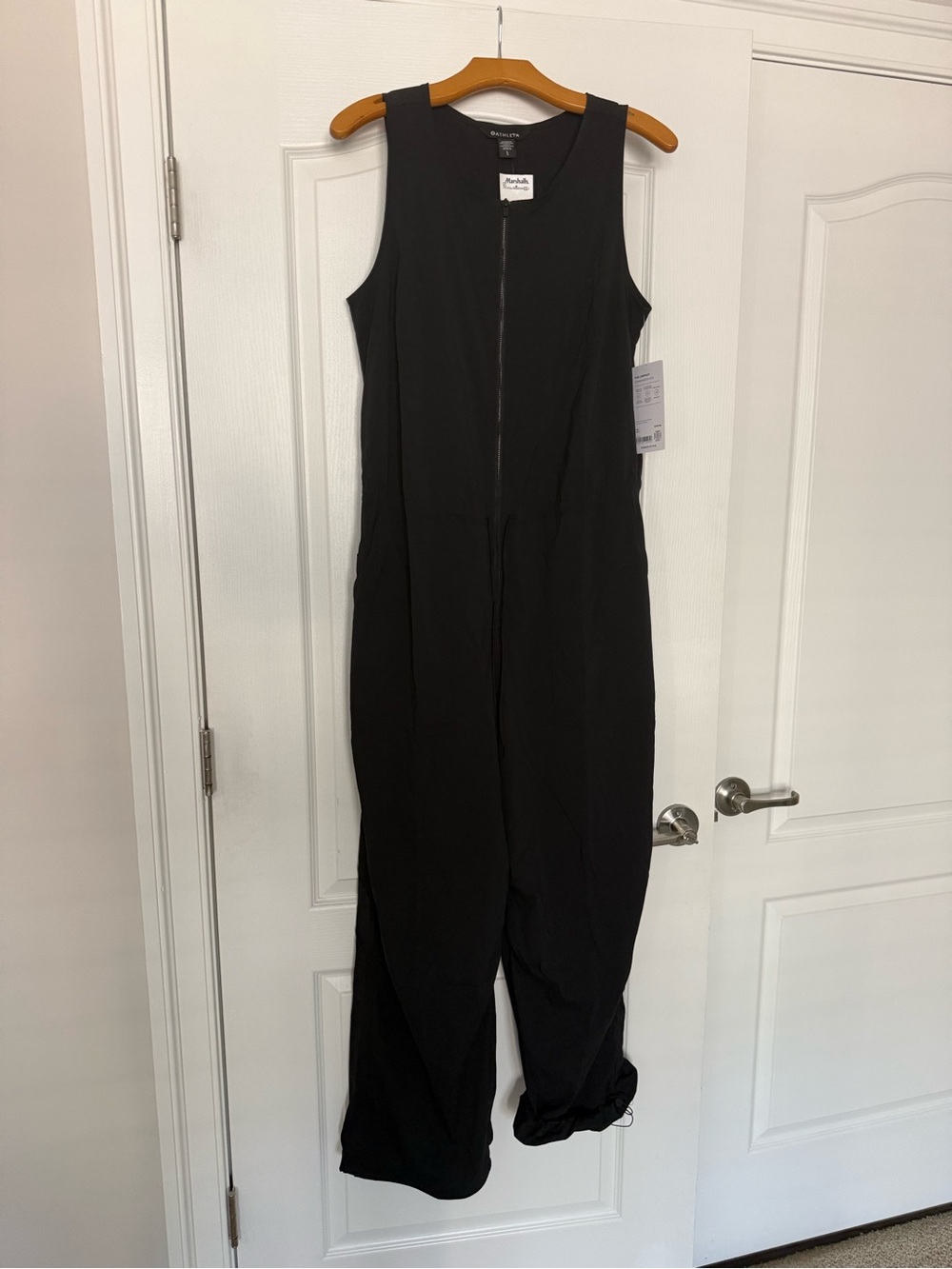 Athleta Black Sleeveless Front-Zip Flex Jumpsuit